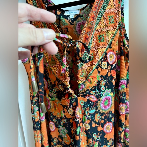 Vintage Floral Orange Sleeveless Dress - Made in Canada - Picture 4 of 8